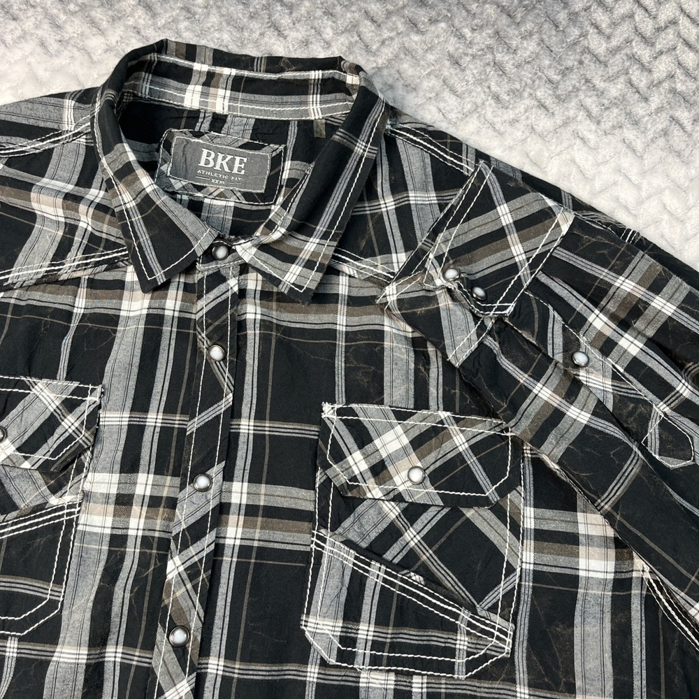 BKE Western Shirt Mens 3XL Athletic Fit Long Sleeve Pearl Snap‎ Western Cowboy
